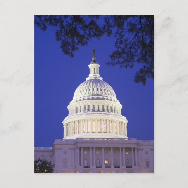 Rotundan i U.S. Capitol nattetid, Washington Vykort (Framsida)