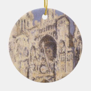 Rouen Cathedral, Harmony Blue Guld av Claude Monet Julgransprydnad Keramik