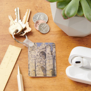 Rouen Cathedral, Harmony Blue Guld av Claude Monet Nyckelring