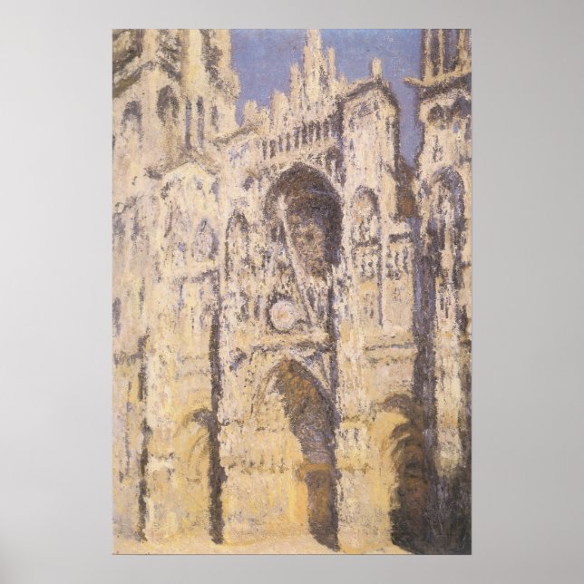 Rouen Cathedral, Harmony Blue Guld av Claude Monet Poster (Framsidan)