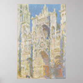 Rouen Cathedral Väster Facade Sunlight by Monet Poster