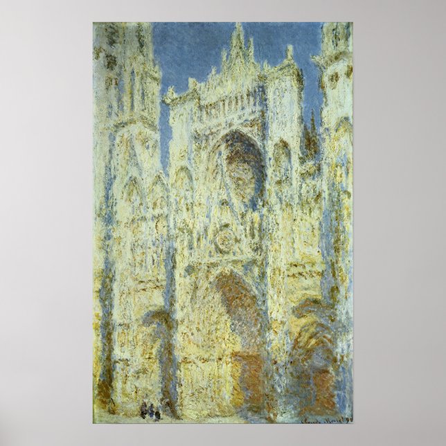 Rouen Cathedral Väster Facade Sunlight, Claude Mon Poster (Framsidan)