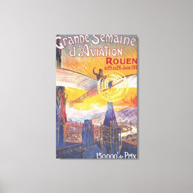 Rouen, Frankrike - Pilot och Flygplan Canvastryck (Framsida)