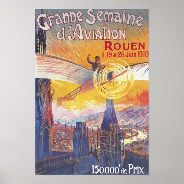 Rouen, Frankrike - Pilot och Flygplan Poster (Framsidan)