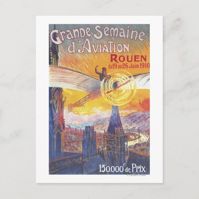 Rouen, Frankrike - Pilot och Flygplan Vykort (Framsida)