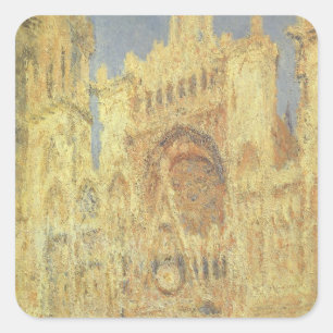 Rouen-katedralen, solnedgång av Claude Monet Fyrkantigt Klistermärke