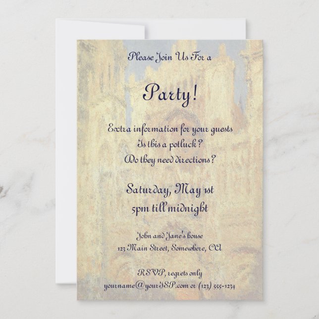 Rouen-katedralen, solnedgång av Claude Monet Inbjudningar (Framsida)