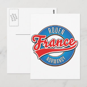 Rouen Normandie Frankrike retro logotyp Vykort