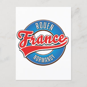 Rouen Normany Frankrike retro logotyp Inbjudan Vykort