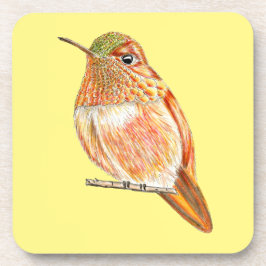 Roufus Hummingbird Perched Orange Illustration Underlägg
