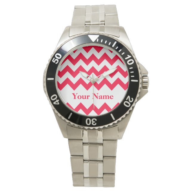 Rouge Fold Chevron med monogram Armbandsur (Framsida)