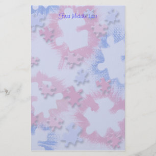 Rough Brushed Rosa Blue Puzzle Biet Personlig Brevpapper