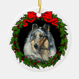 Rough Collie Art by Glenda S. Harlan Julgransprydnad Keramik