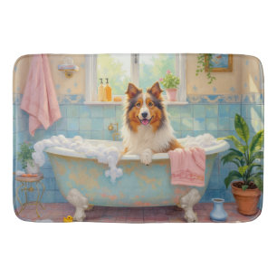 Rough Collie badtid Elegant badrumsinredning Badrumsmatta