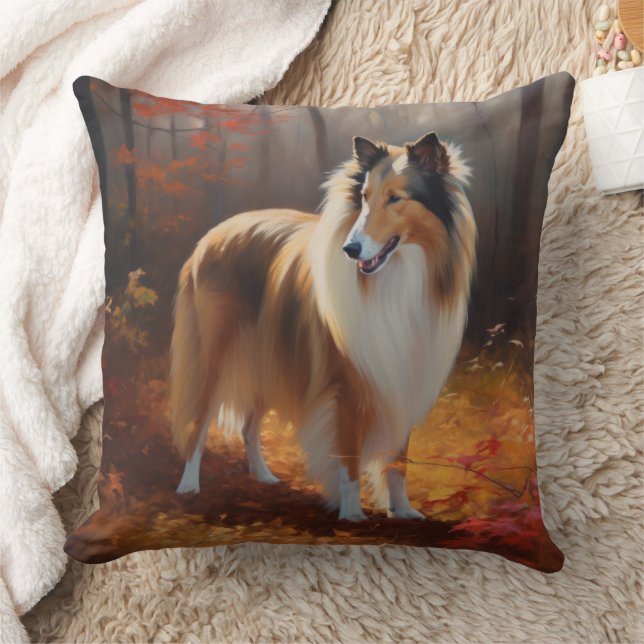 Rough Collie bland höstlöv Fall Inspirerar Kudde (Filt)