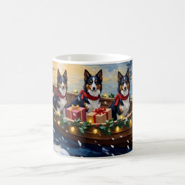Rough Collie Christmas Boat Holiday Kaffemugg (Center)