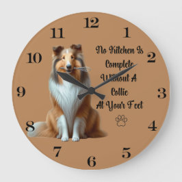 Rough Collie Clock Stor Klocka