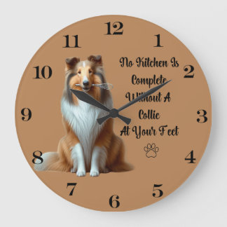 Rough Collie Clock Stor Klocka