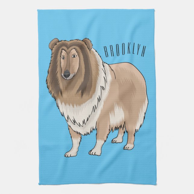 Rough collie dog cartoon illustration  kökshandduk (Vertikal)