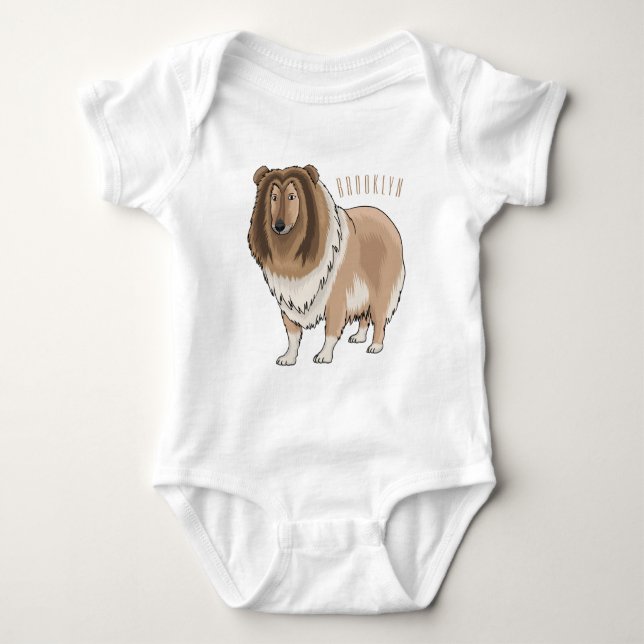 Rough collie dog cartoon illustration t shirt (Framsida)