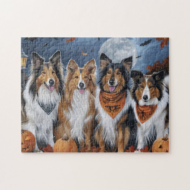 Rough Collie Halloween Kuslig Pussel (Horisontell)