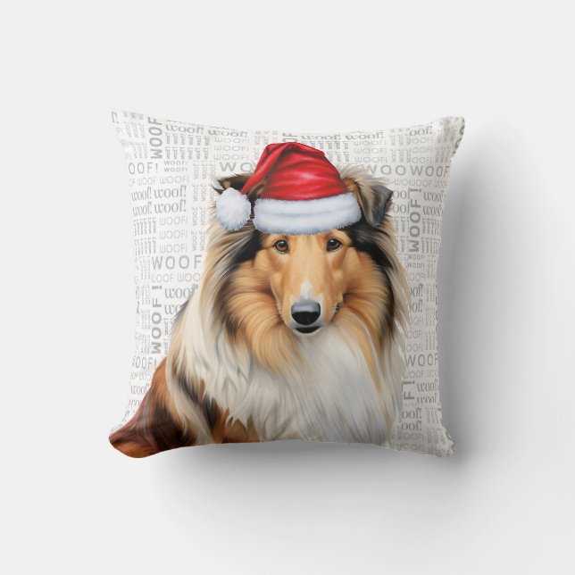 Rough Collie Hund älskare jul Helgdag Kudde (Framsida)