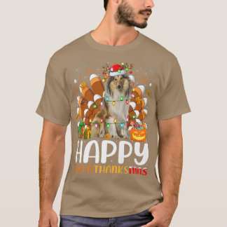 Rough Collie Hund Halloween jul Lycklig Halloth T Shirt