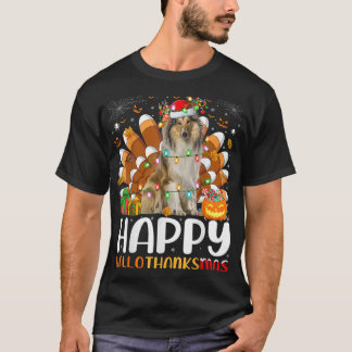 Rough Collie Hund Halloween jul Lycklig Halloth T Shirt