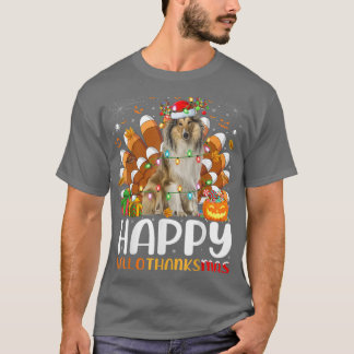 Rough Collie Hund Halloween jul Lycklig Halloth T Shirt
