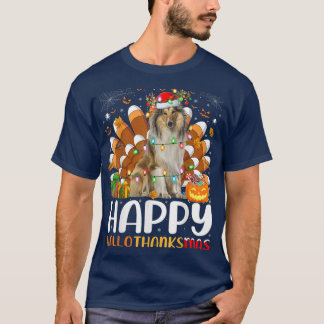 Rough Collie Hund Halloween jul Lycklig Halloth T Shirt