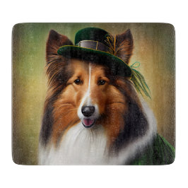 Rough Collie Hund in St. Patrick Day Dress