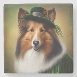 Rough Collie Hund in St. Patrick Day Dress Stenunderlägg