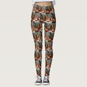 Rough Collie Hund Jul Festlig Leggings