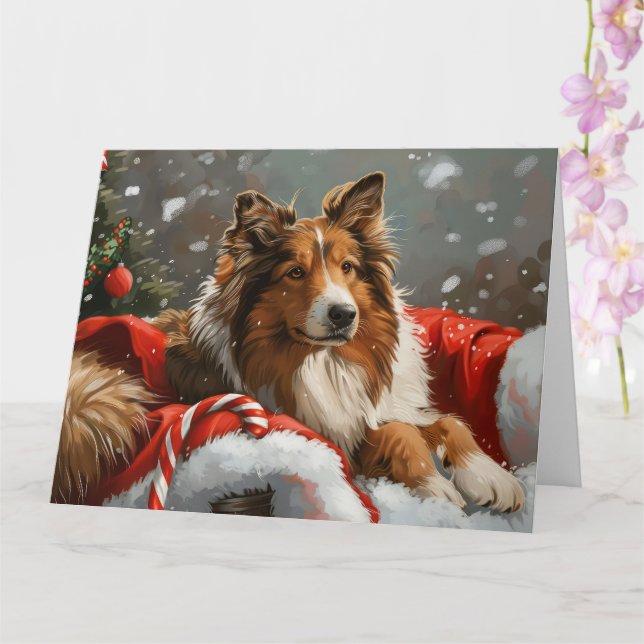 Rough Collie Hund julafton Kort (Orkide)