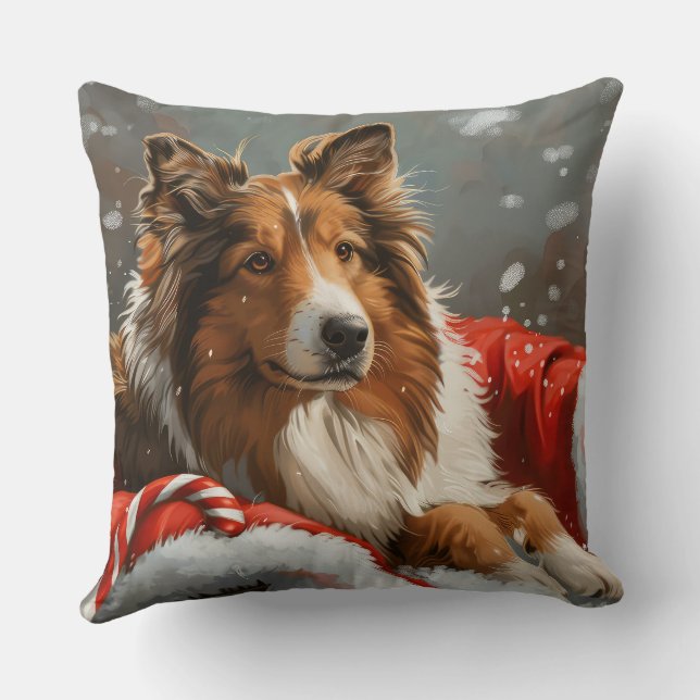 Rough Collie Hund julafton Kudde (Baksida)