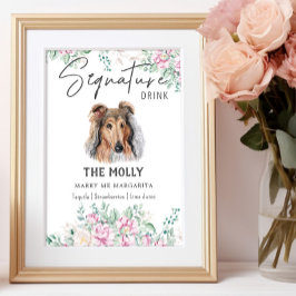 Rough Collie Hund Namnteckning Drink Sign Poster
