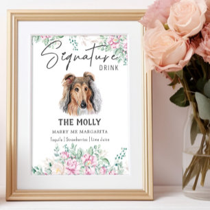 Rough Collie Hund Namnteckning Drink Sign Poster
