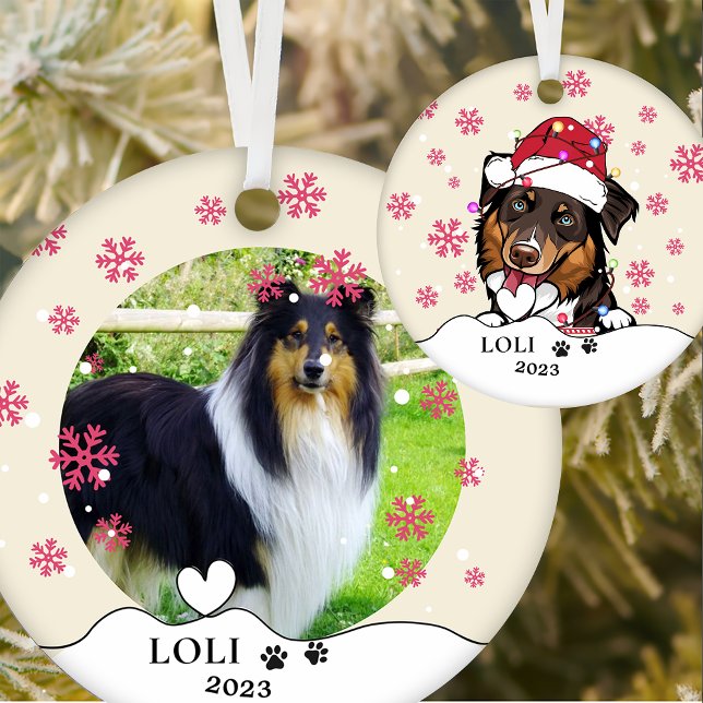 Rough Collie Hund Personlig Hand Teckning Ceramic Julgransprydnad Keramik (Skapare uppladdad)