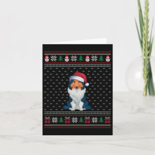 Rough Collie Hund Wearing Santa Hat Ugly Julafton Kort