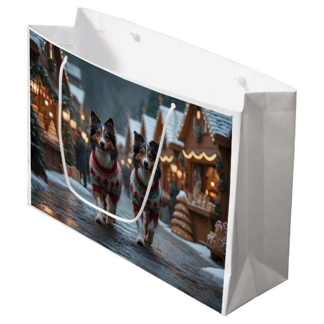 Rough Collie Hundar Jul Snö Högtid (Framsidan Vinklad)