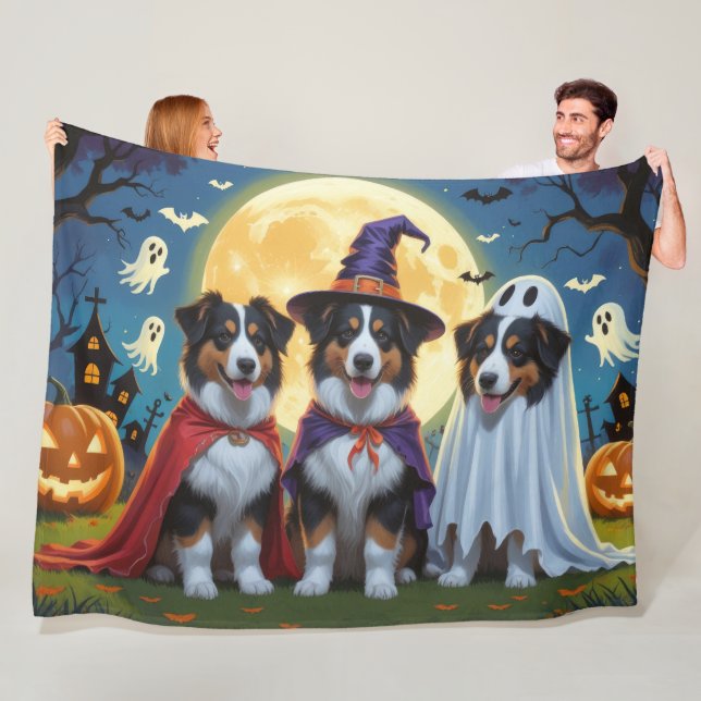 Rough Collie Hundar Pumpkin Halloween Funny Fleecefilt (På plats)
