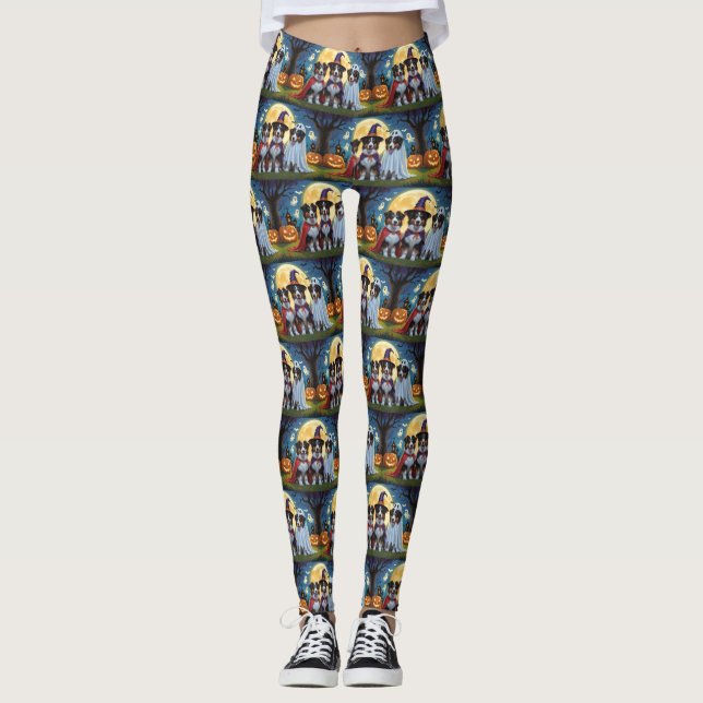 Rough Collie Hundar Pumpkin Halloween Funny Leggings (Framsida)