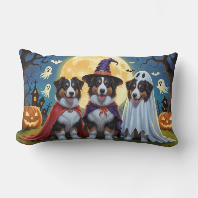 Rough Collie Hundar Pumpkin Halloween Funny Lumbarkudde (Framsida)