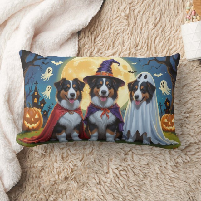 Rough Collie Hundar Pumpkin Halloween Funny Lumbarkudde (Filt)