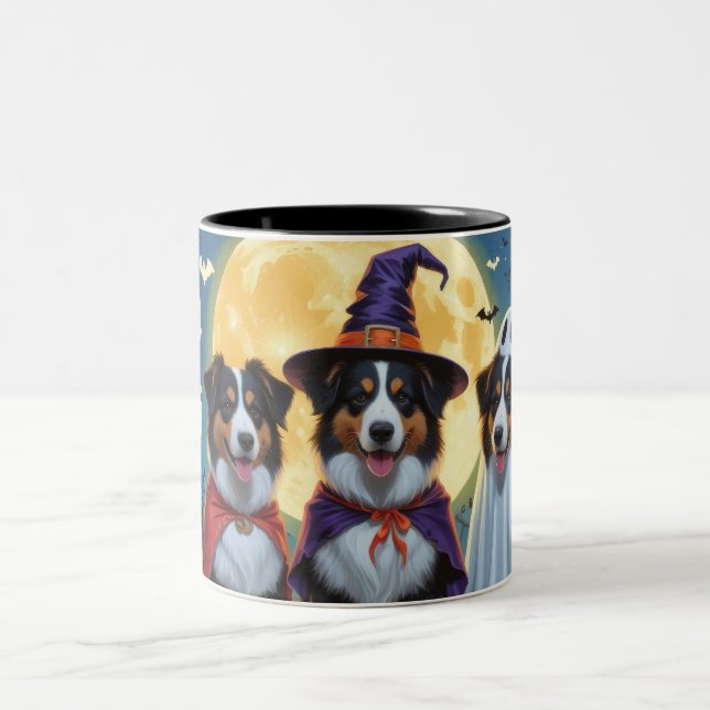 Rough Collie Hundar Pumpkin Halloween Funny Två-Tonad Mugg (Center)