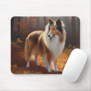 Rough Collie i höstlöv Fall Inspire Musmatta