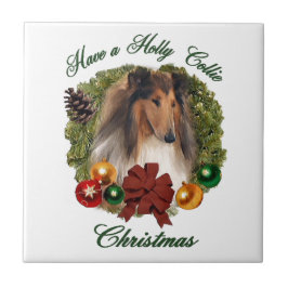 Rough Collie jul Kakelplatta