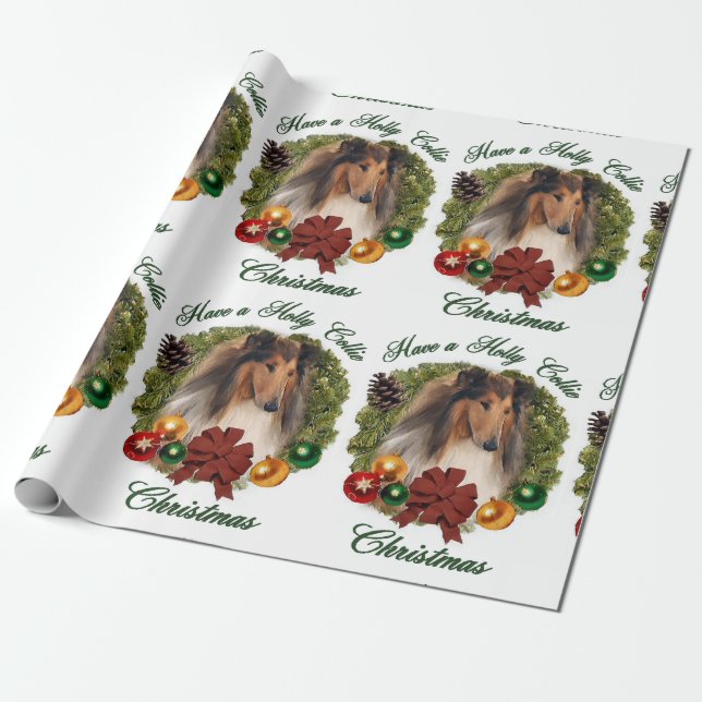 Rough Collie jul Presentpapper (Utrullad)