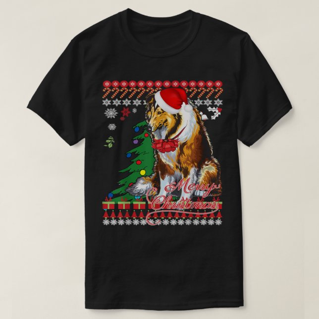 Rough Collie jul Sweater T Shirt (Design framsida)