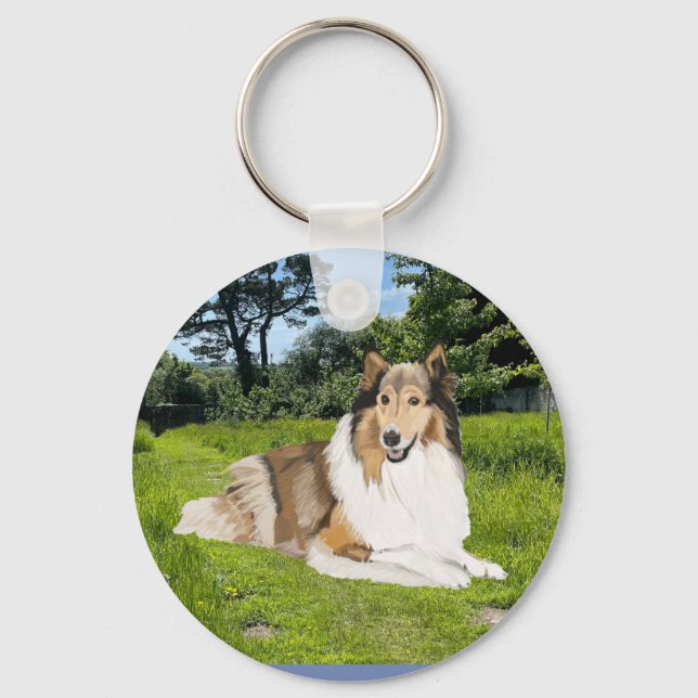 Rough Collie Keychain Nyckelring (Framsida)